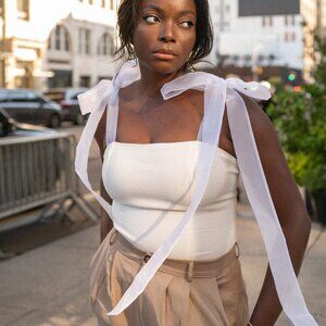 NEW! Reformation "Zoey" Linen Top in Gossamer White - Size 4 (S)